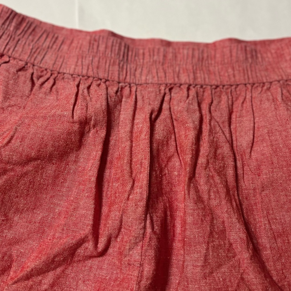 Ann Taylor Loft Womens Red Linen Blend A-Line Skirt Medium Elastic Waist - Picture 10 of 10